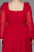 Robe Grande Taille Midi Mousseline Rouge ABK1753