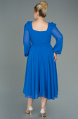 Robe Grande Taille Midi Mousseline Bleu Saxe ABK1753