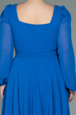 Robe Grande Taille Midi Mousseline Bleu Saxe ABK1753
