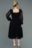Robe Grande Taille Midi Mousseline Noir ABK1753