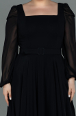 Robe Grande Taille Midi Mousseline Noir ABK1753