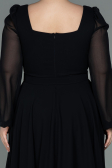 Robe Grande Taille Midi Mousseline Noir ABK1753