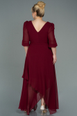 Robe Grande Taille Midi Mousseline Rouge Bordeaux ABK1083