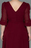 Robe Grande Taille Midi Mousseline Rouge Bordeaux ABK1083