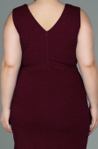 Robe de Soirée Grande Taille Midi Rouge Bordeaux ABK1752