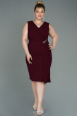 Robe de Soirée Grande Taille Midi Rouge Bordeaux ABK1752