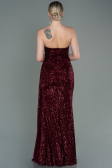 Robe de Soirée Longue Squameuse Rouge Bordeaux ABU3134