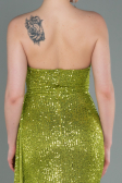 Robe de Soirée Longue Squameuse Pistache vert ABU3134