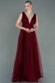 Robe de Soirée Longue Rouge Bordeaux ABU3135