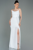 Robe de Soirée Longue Squameuse Blanc ABU3134