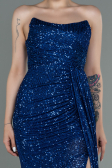 Robe de Soirée Longue Squameuse Bleu Saxe ABU3134