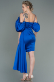 Robe de Cérémonie Courte Satin Bleu Saxe ABK1773