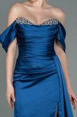 Robe De Soirée Satin Longue Indigo ABU2661