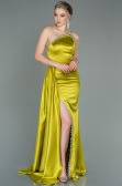 Robe De Soirée Satin Longue Pistache vert ABU2386