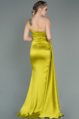Robe De Soirée Satin Longue Pistache vert ABU2386