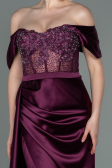 Robe De Soirée Satin Longue Couleur Cerise ABU2087