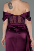 Robe De Soirée Satin Longue Couleur Cerise ABU2087
