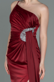 Robe De Fiançaille Satin Longue Rouge Bordeaux ABU3088