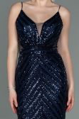 Robe Queue de Poisson Longue Bleu Marine ABU892