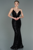 Robe Queue de Poisson Longue Noir ABU892