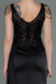 Robe de Soirée Longue Satin Noir ABU3161