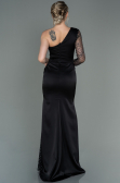 Robe de Soirée Longue Satin Noir ABU3162