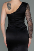 Robe de Soirée Longue Satin Noir ABU3162