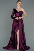 Robe De Soirée Satin Longue Couleur Cerise ABU2610