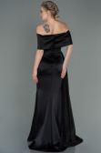 Robe De Soirée Satin Longue Noir ABU2893