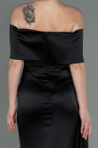 Robe De Soirée Satin Longue Noir ABU2893