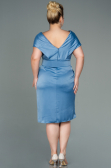 Robe de Soirée Grande Taille Midi Satin Indigo ABK1499