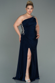 Robe Grande Taille Longue Bleu Marine ABU3132