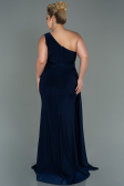 Robe Grande Taille Longue Bleu Marine ABU3132