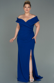 Robe de Soirée Grande Taille Longue Bleu Saxe ABU3172