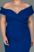 Robe de Soirée Grande Taille Longue Bleu Saxe ABU3172