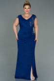 Robe de Soirée Grande Taille Longue Bleu Saxe ABU2438