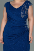 Robe de Soirée Grande Taille Longue Bleu Saxe ABU2438