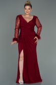 Robe De Soirée Grande Taille Longue Rouge Bordeaux ABU2976