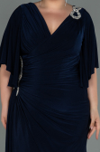 Robe Grande Taille Longue Bleu Marine ABU3173