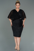 Robe De Soirée Grande Taille Midi Noir-Argent ABK1567