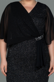 Robe De Soirée Grande Taille Midi Noir-Argent ABK1567