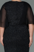 Robe De Soirée Grande Taille Midi Noir-Argent ABK1567