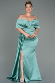 Robe Grande Taille Satin Longue Menthe ABU2873