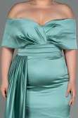 Robe Grande Taille Satin Longue Menthe ABU2873