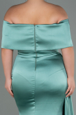 Robe Grande Taille Satin Longue Menthe ABU2873