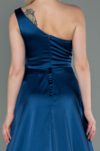 Robe de Soirée Longue Satin Bleu Marine ABU2933