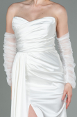 Robe de Soirée Longue Satin Blanc ABU3175