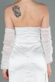 Robe de Soirée Longue Satin Blanc ABU3175