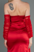 Robe de Soirée Longue Satin Rouge ABU3175