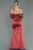 Robe de Soirée Longue Satin Marron Clair ABU3175
